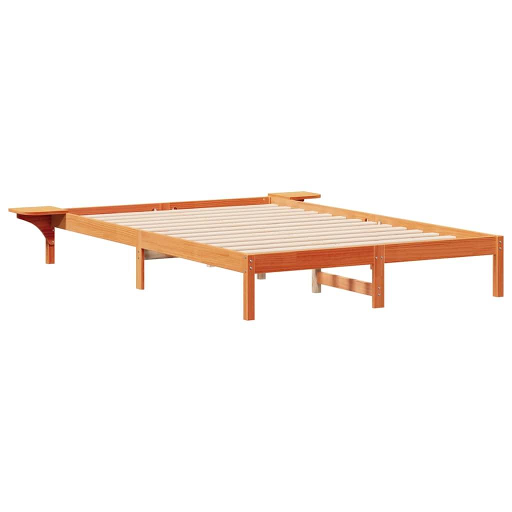 vidaXL Łóżko z bocznymi stolikami Woskowy Brąz 160 x 220 cm