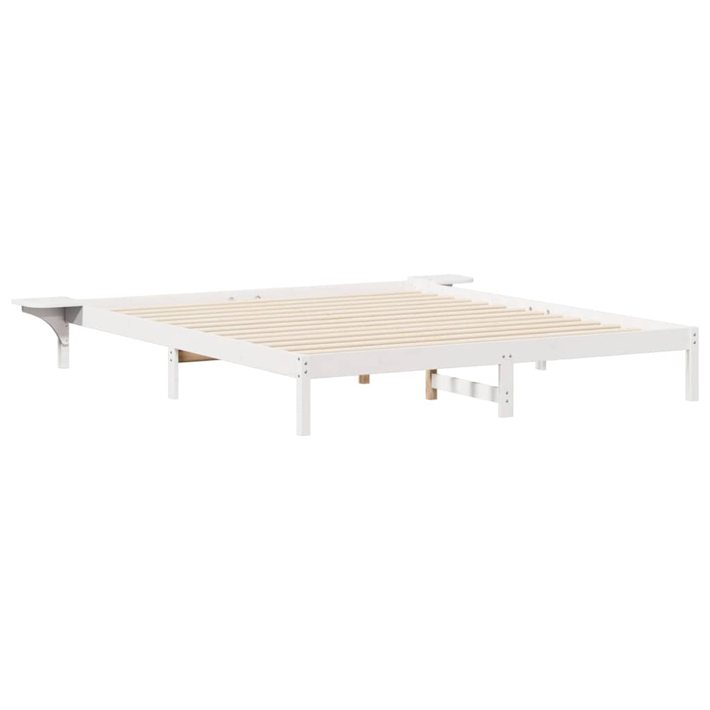 vidaXL Łóżko z bocznymi stolikami Biały 180 x 220 cm