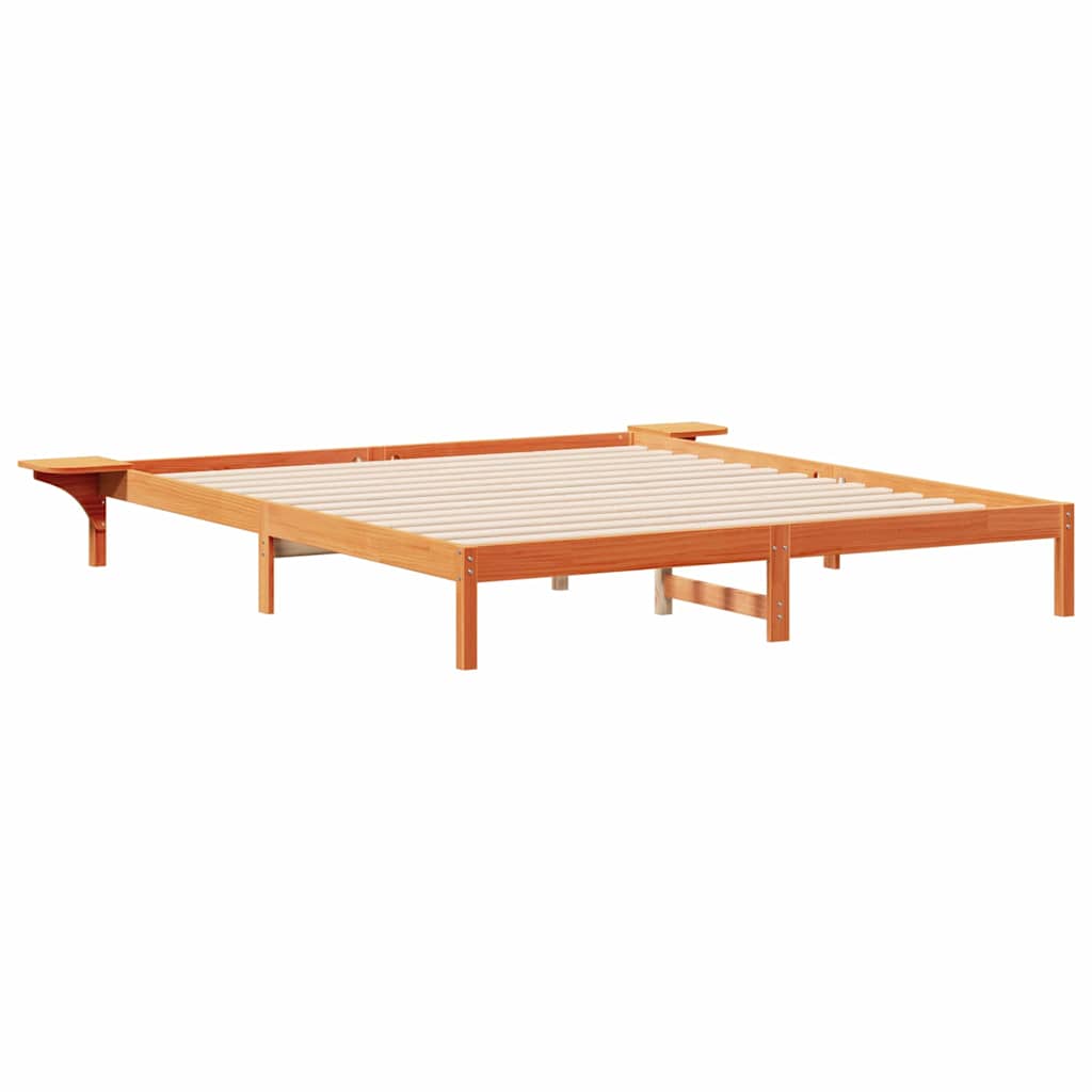vidaXL Łóżko z bocznymi stolikami Woskowy Brąz 180 x 220 cm