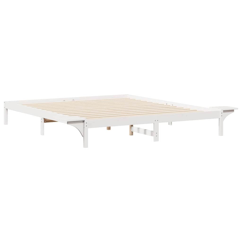 vidaXL Łóżko z bocznymi stolikami Biały 200 x 220 cm