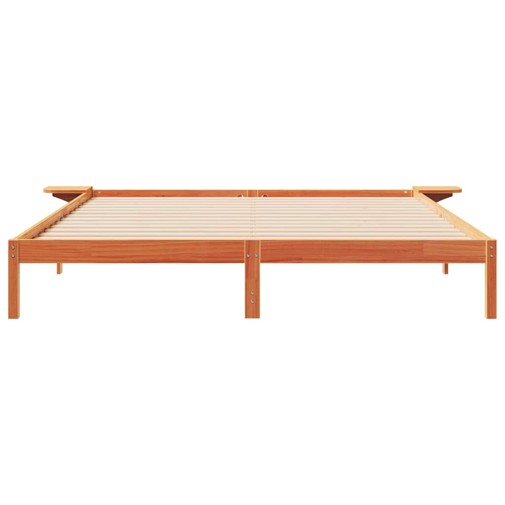 vidaXL Łóżko z bocznymi stolikami Woskowy Brąz 200 x 220 cm