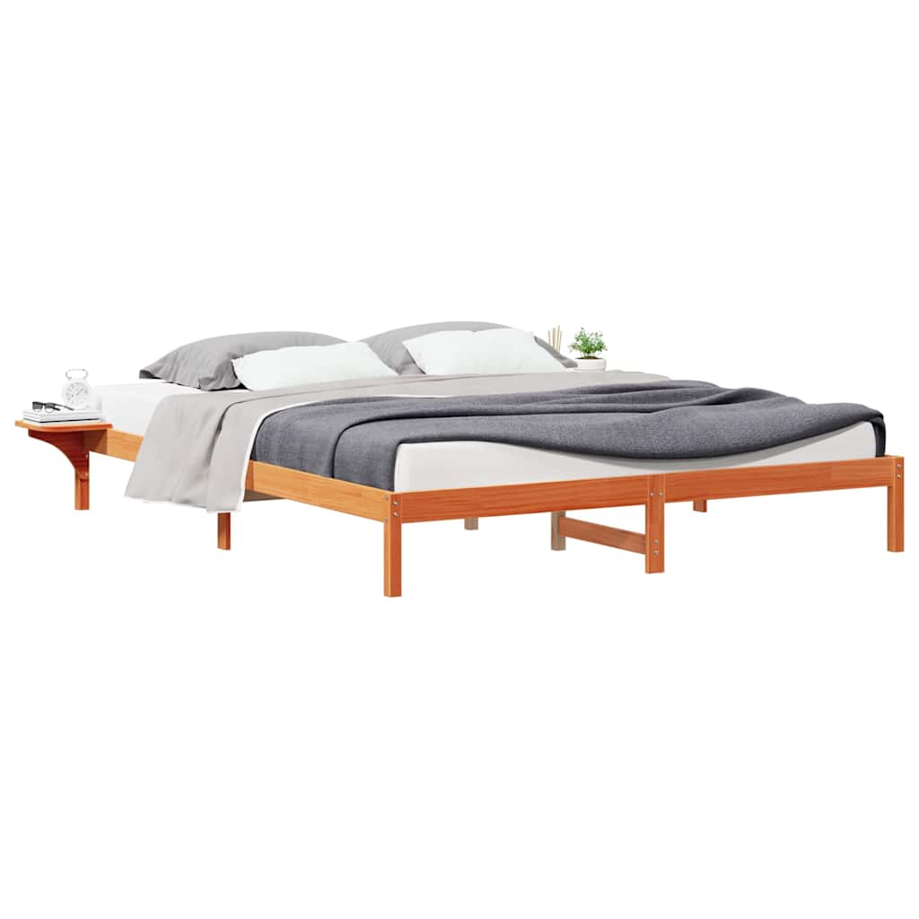 vidaXL Łóżko z bocznymi stolikami Woskowy Brąz 200 x 220 cm