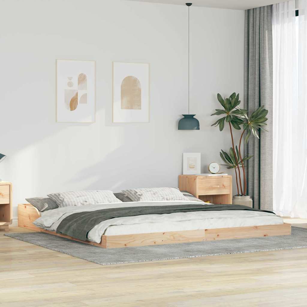 vidaXL Ramka łóżka Brązowy 200 x 200 cm Lite drewno sosnowe