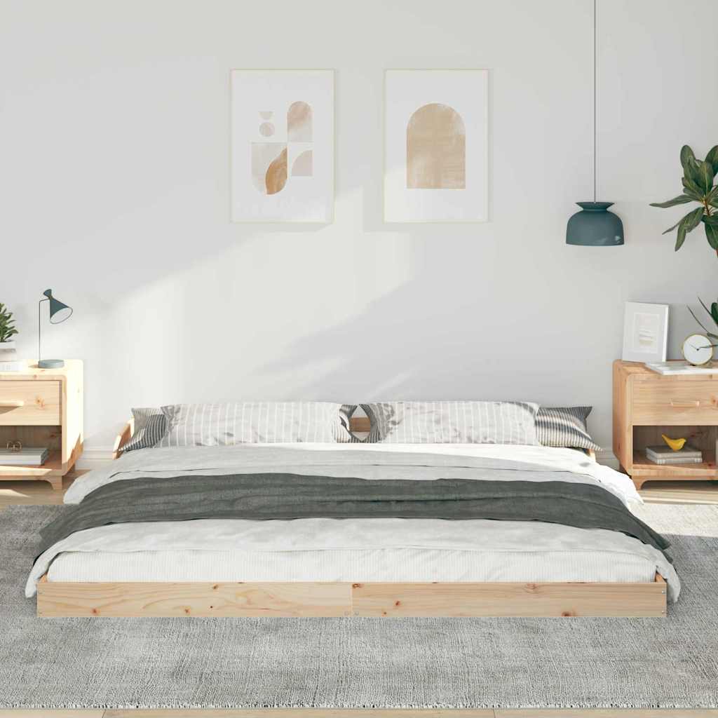 vidaXL Ramka łóżka Brązowy 200 x 200 cm Lite drewno sosnowe