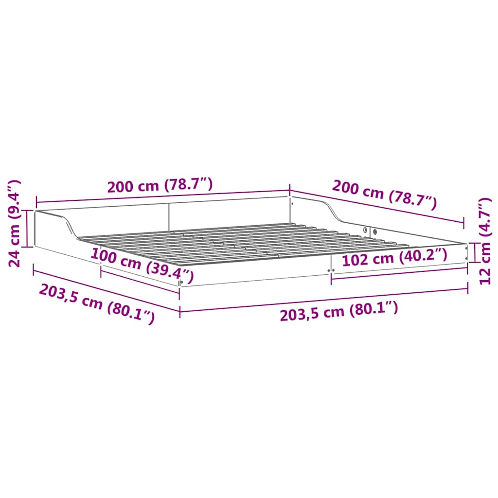 vidaXL Ramka łóżka Woskowy Brąz 200 x 200 cm Lite drewno sosnowe