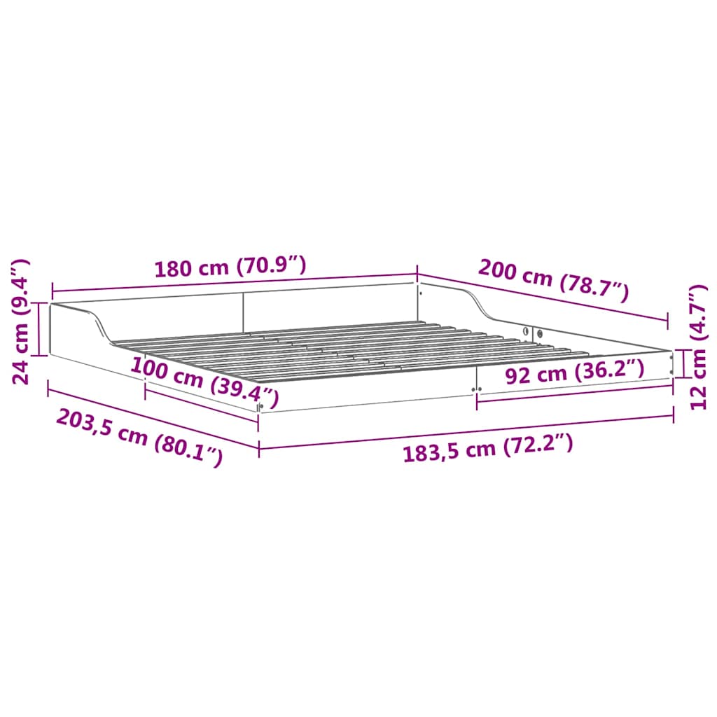 vidaXL Ramka łóżka Woskowy Brąz 180 x 200 cm Lite drewno sosnowe