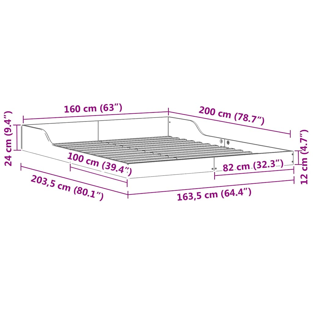vidaXL Ramka łóżka Woskowy Brąz 160 x 200 cm Lite drewno sosnowe