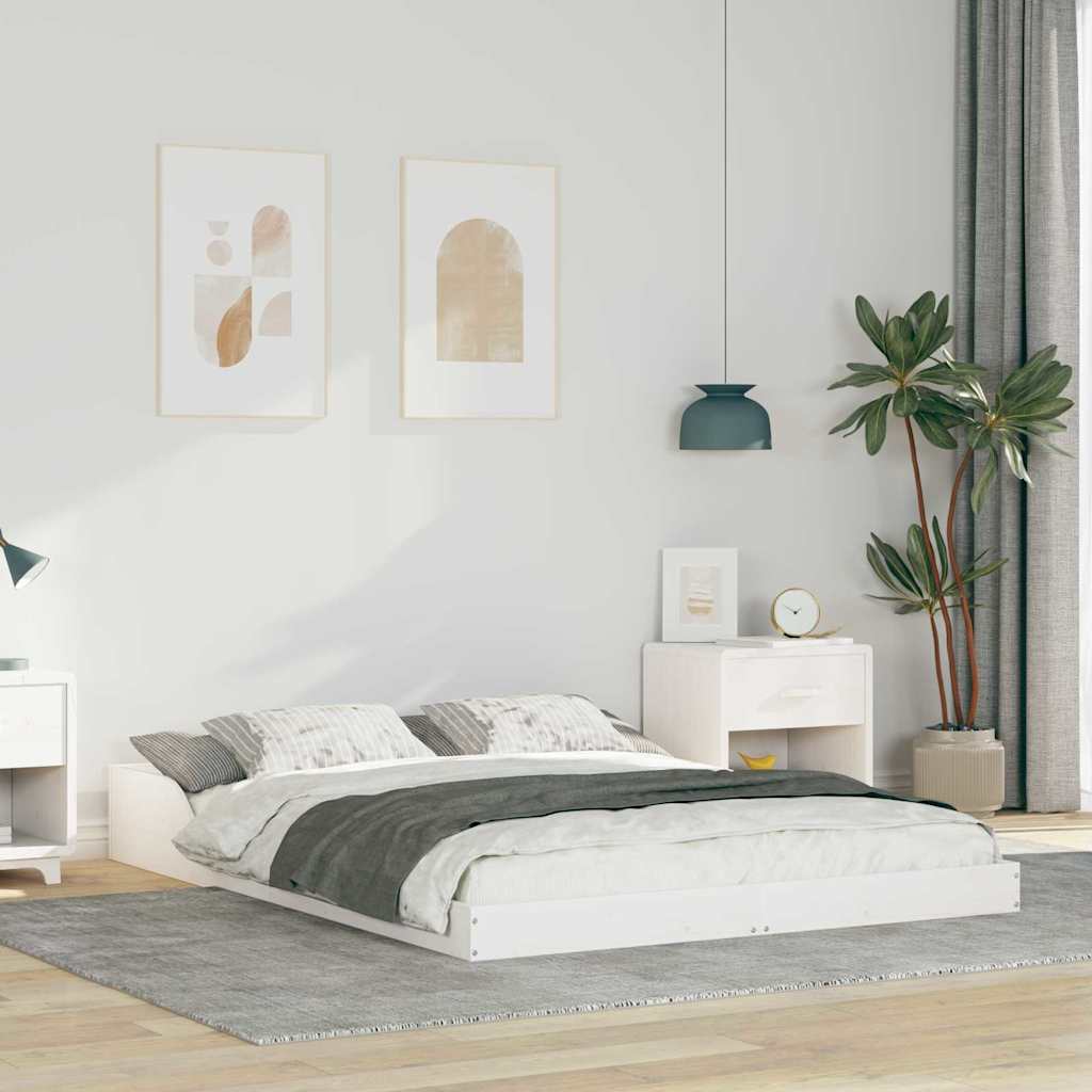vidaXL Ramka łóżka Biały 140 x 190 cm Lite drewno sosnowe