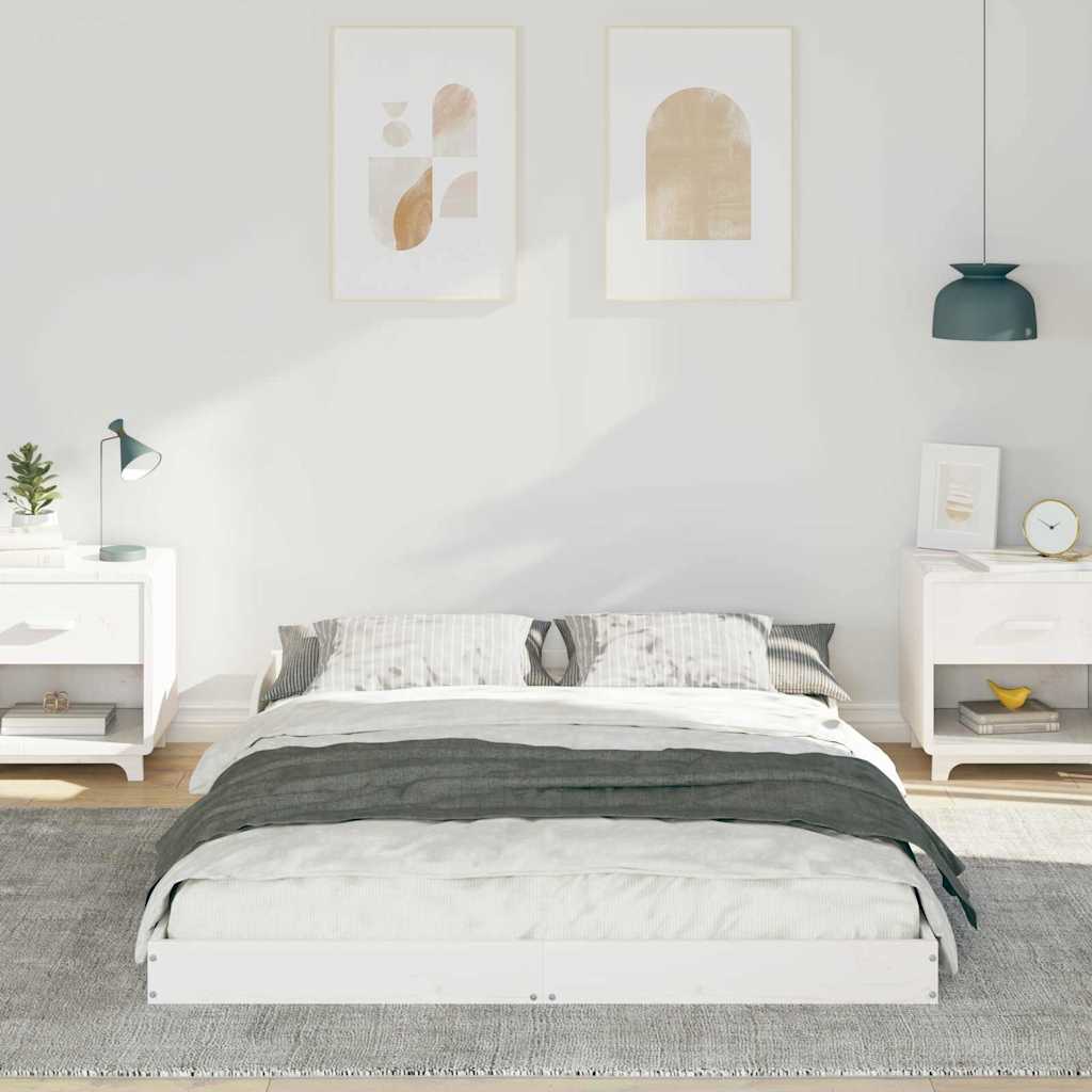 vidaXL Ramka łóżka Biały 140 x 190 cm Lite drewno sosnowe