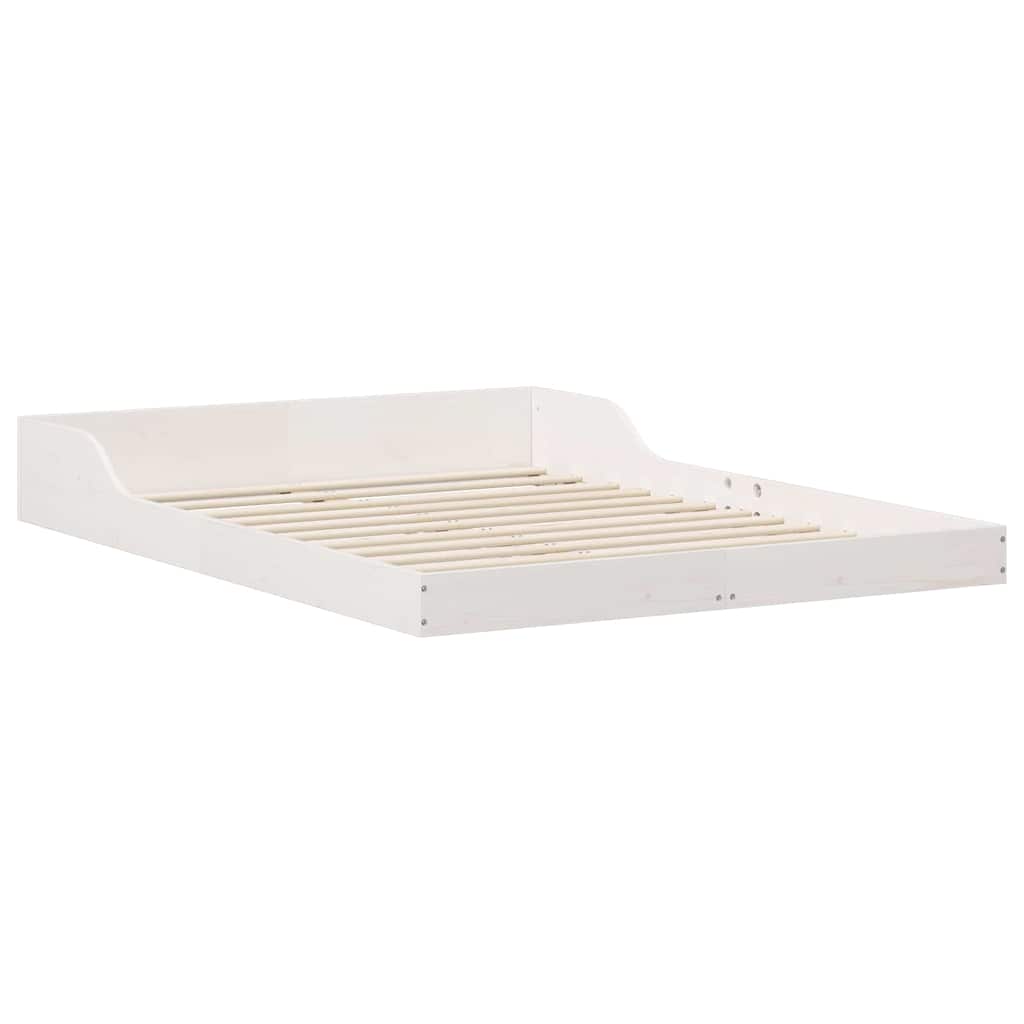 vidaXL Ramka łóżka Biały 135 x 190 cm Lite drewno sosnowe