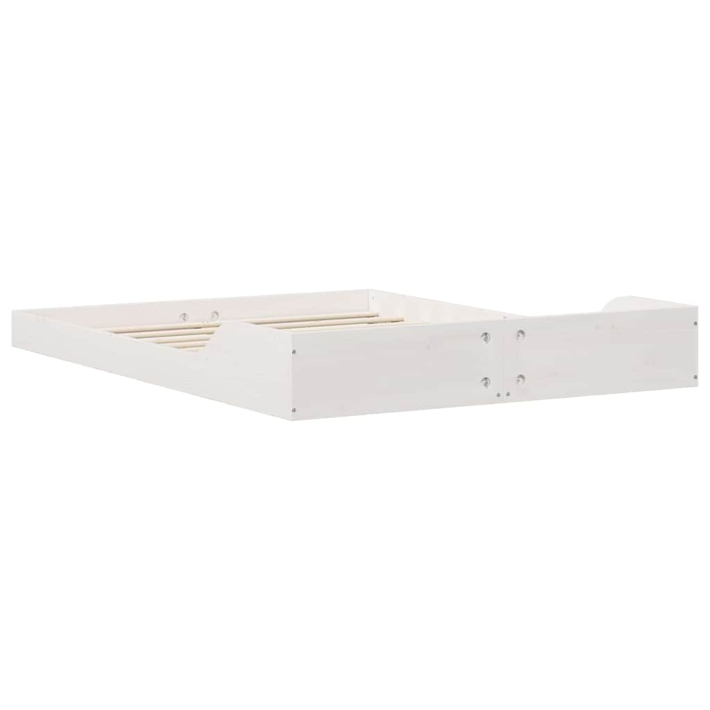 vidaXL Ramka łóżka Biały 135 x 190 cm Lite drewno sosnowe
