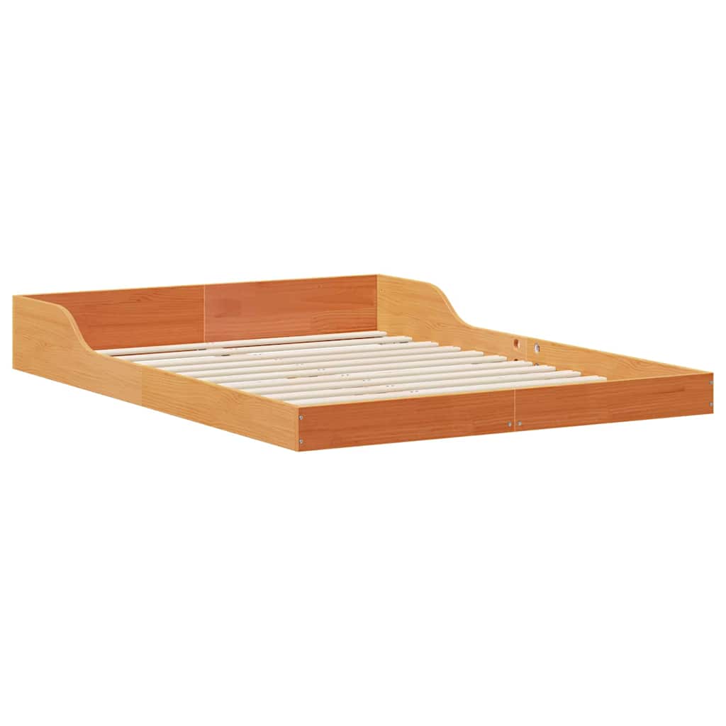 vidaXL Ramka łóżka Woskowy Brąz 135 x 190 cm Lite drewno sosnowe