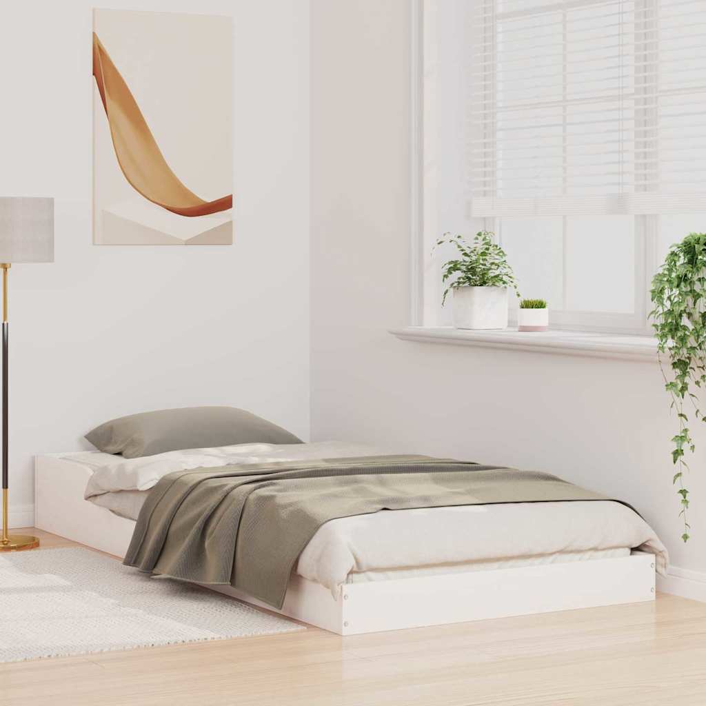 vidaXL Ramka łóżka Biały 80 x 200 cm Lite drewno sosnowe