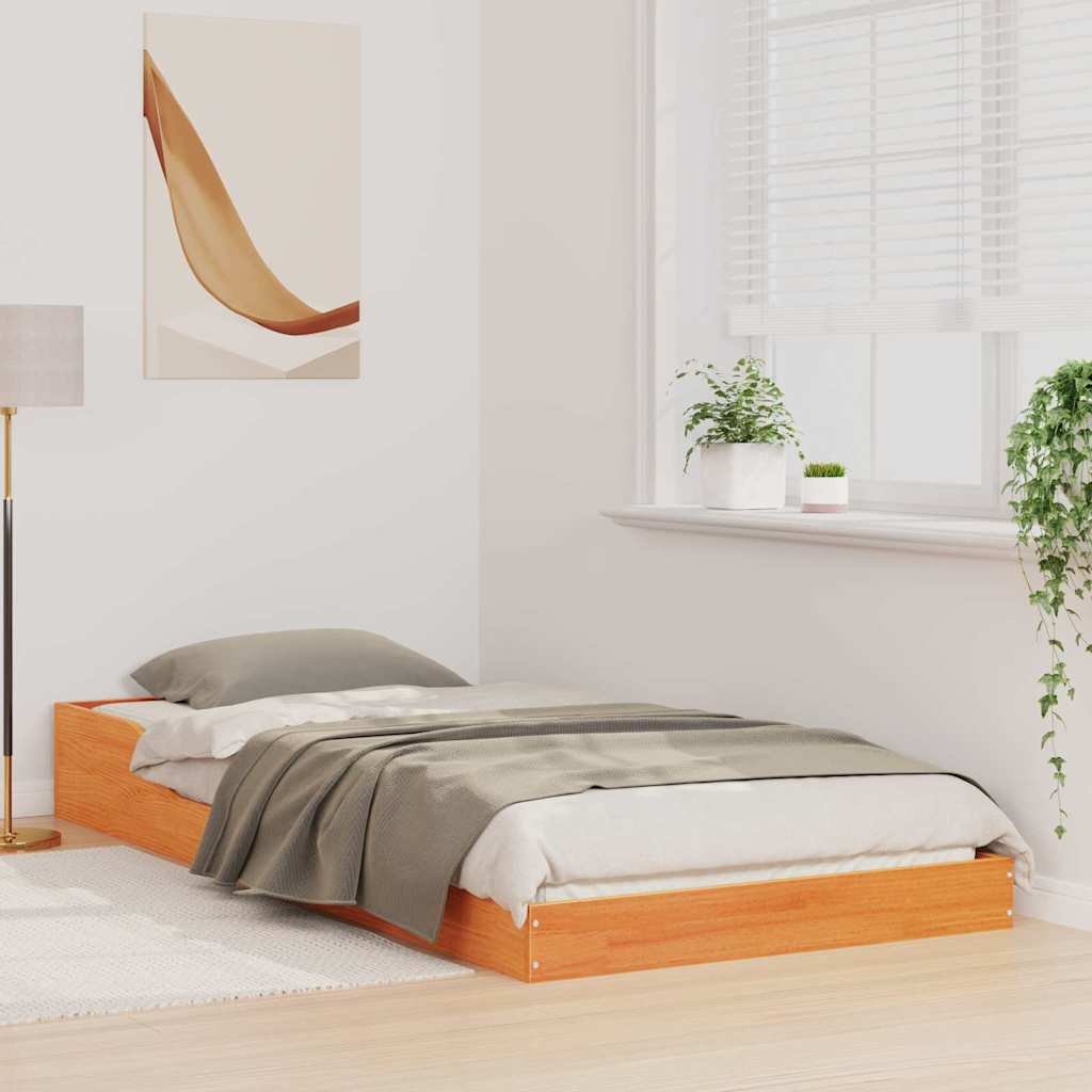 vidaXL Ramka łóżka Woskowy Brąz 80 x 200 cm Lite drewno sosnowe