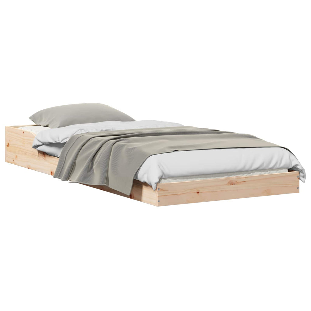 vidaXL Ramka łóżka Naturalny 90 x 190 cm Lite drewno sosnowe