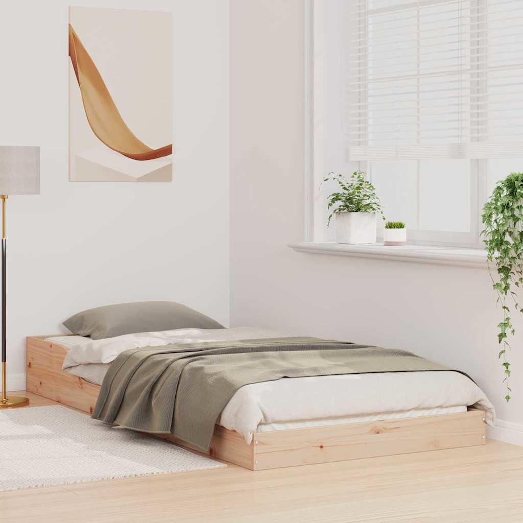 vidaXL Ramka łóżka Naturalny 100 x 210 cm Lite drewno sosnowe