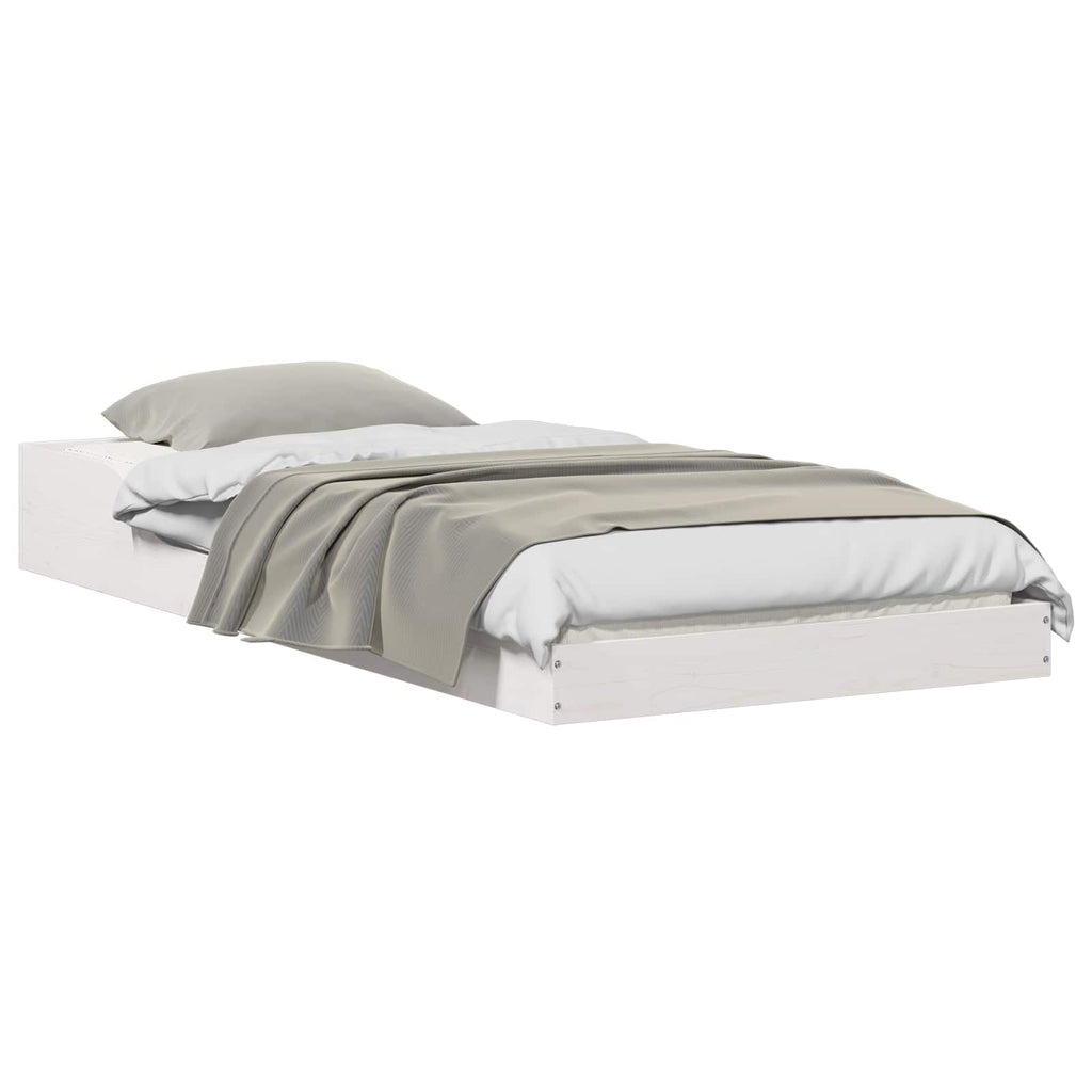 vidaXL Ramka łóżka Biały 100 x 210 cm Lite drewno sosnowe