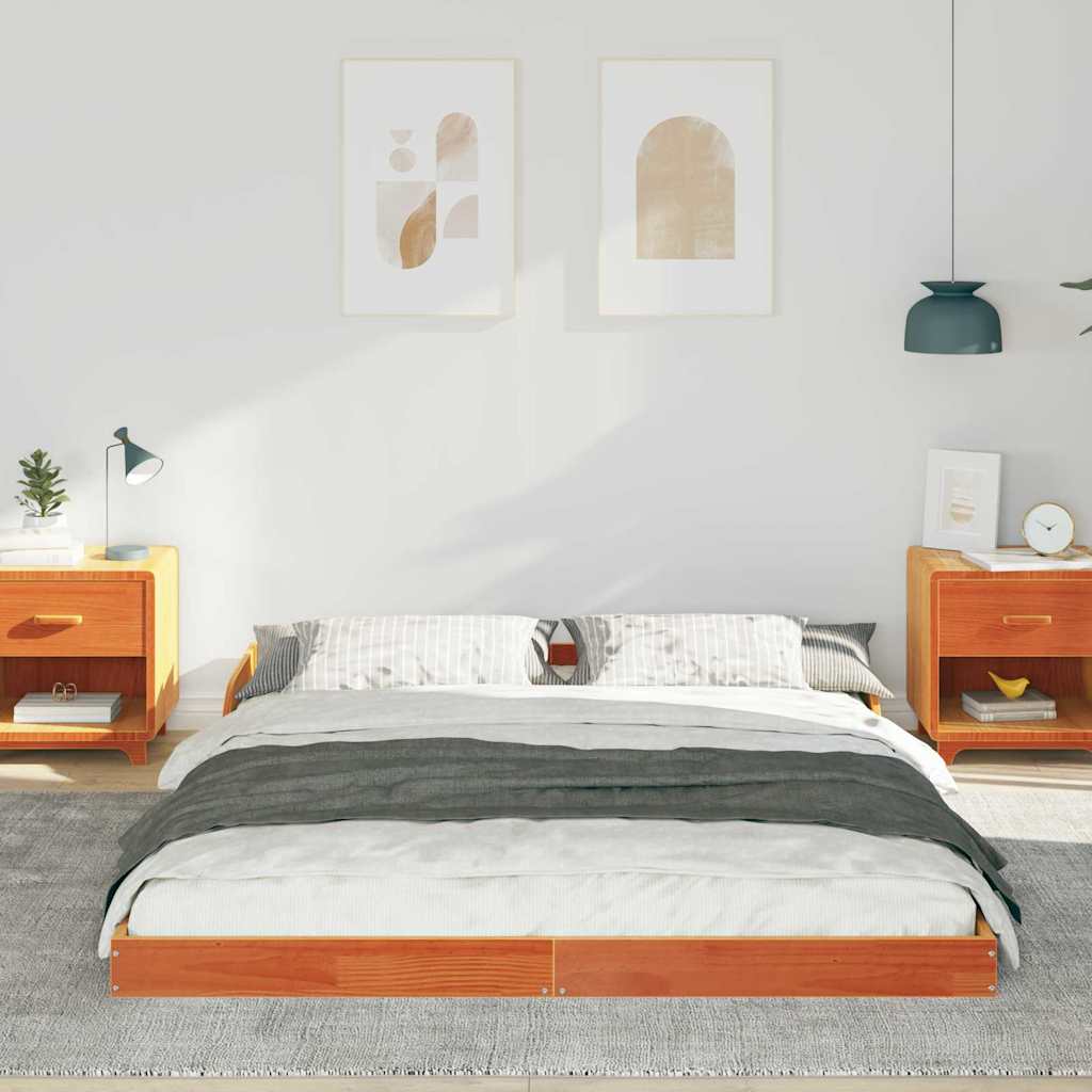 vidaXL Ramka łóżka Woskowy Brąz 140 x 210 cm Lite drewno sosnowe