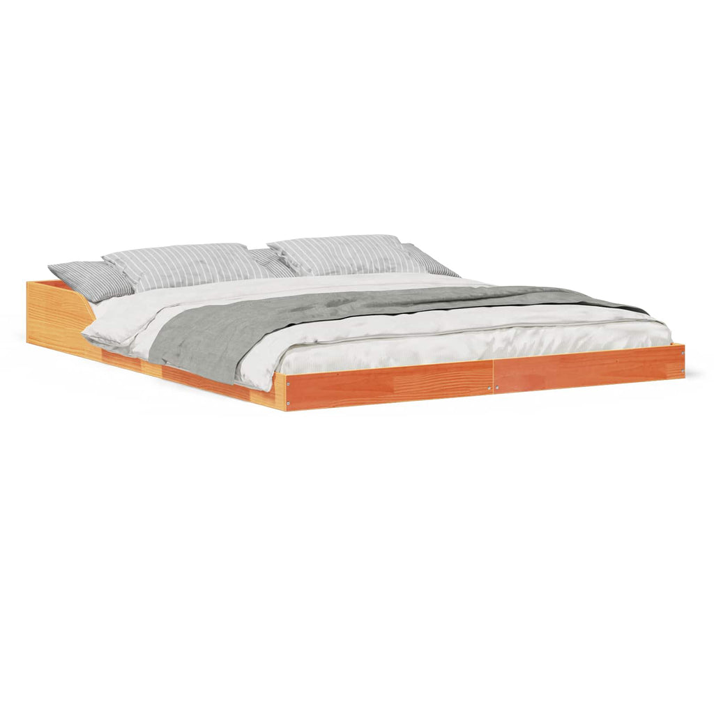 vidaXL Ramka łóżka Woskowy Brąz 140 x 210 cm Lite drewno sosnowe