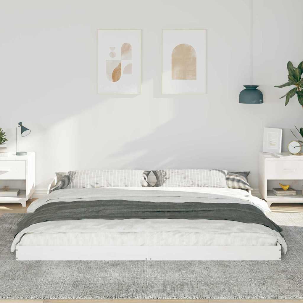 vidaXL Ramka łóżka Biały 200 x 210 cm Lite drewno sosnowe