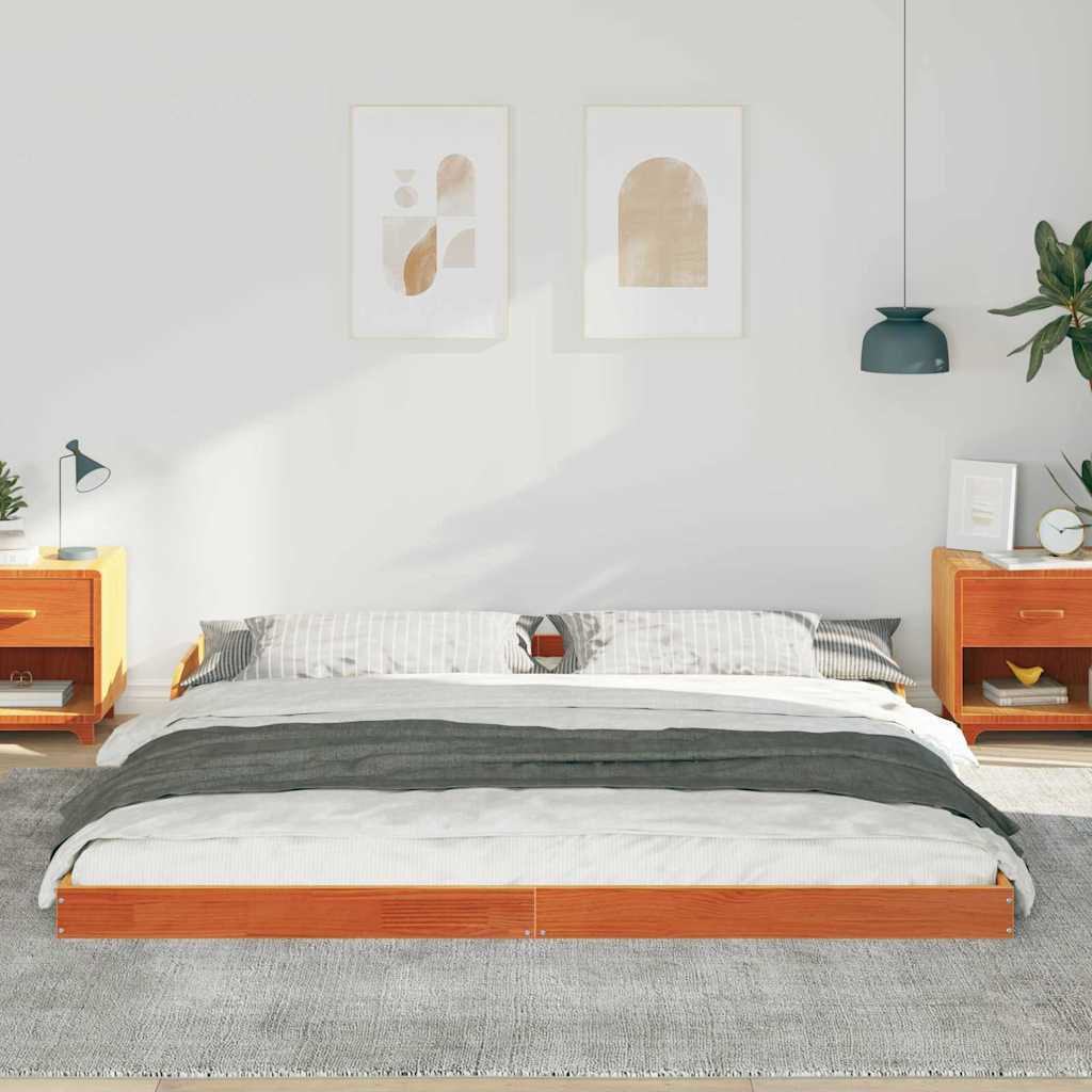 vidaXL Ramka łóżka Woskowy Brąz 200 x 210 cm Lite drewno sosnowe
