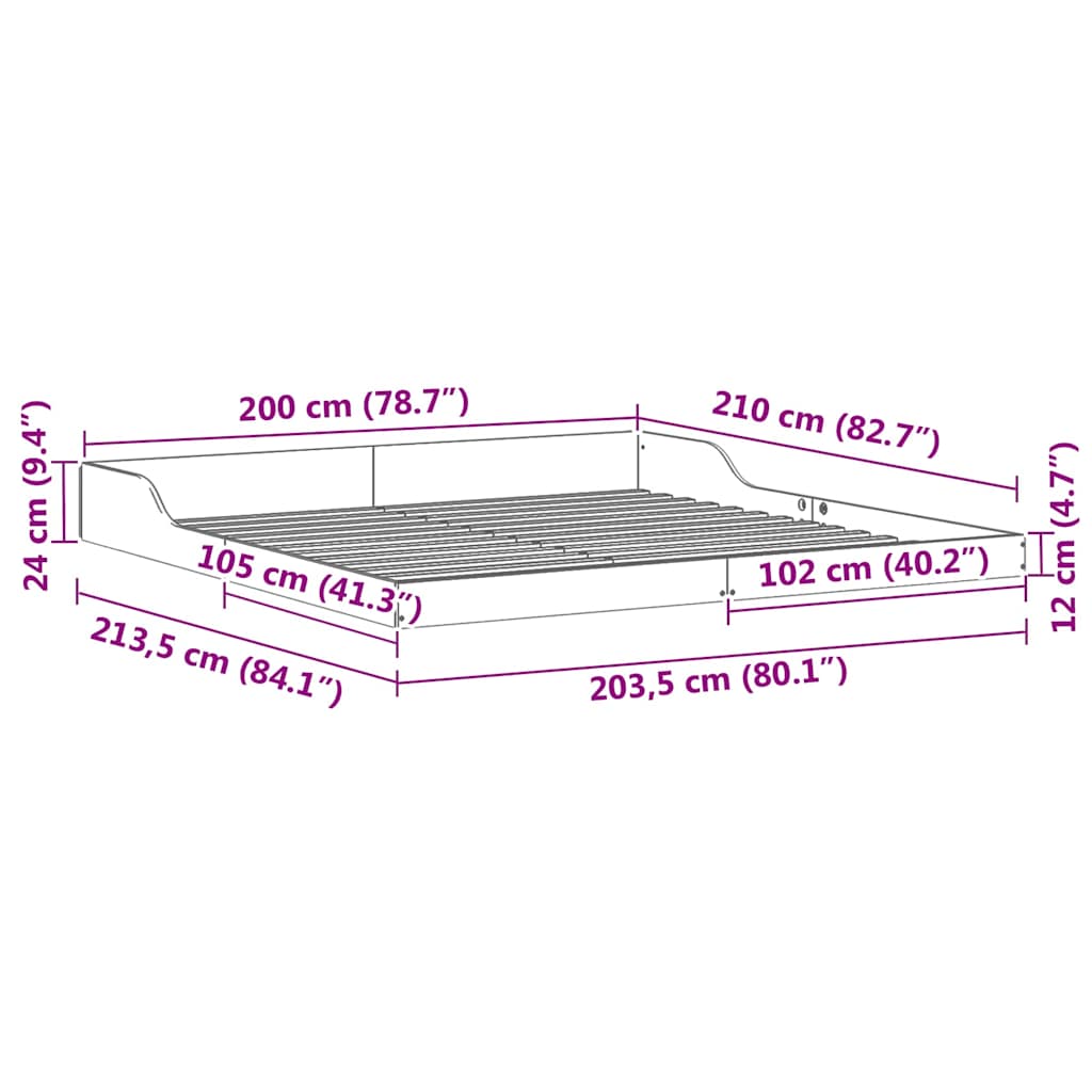 vidaXL Ramka łóżka Woskowy Brąz 200 x 210 cm Lite drewno sosnowe