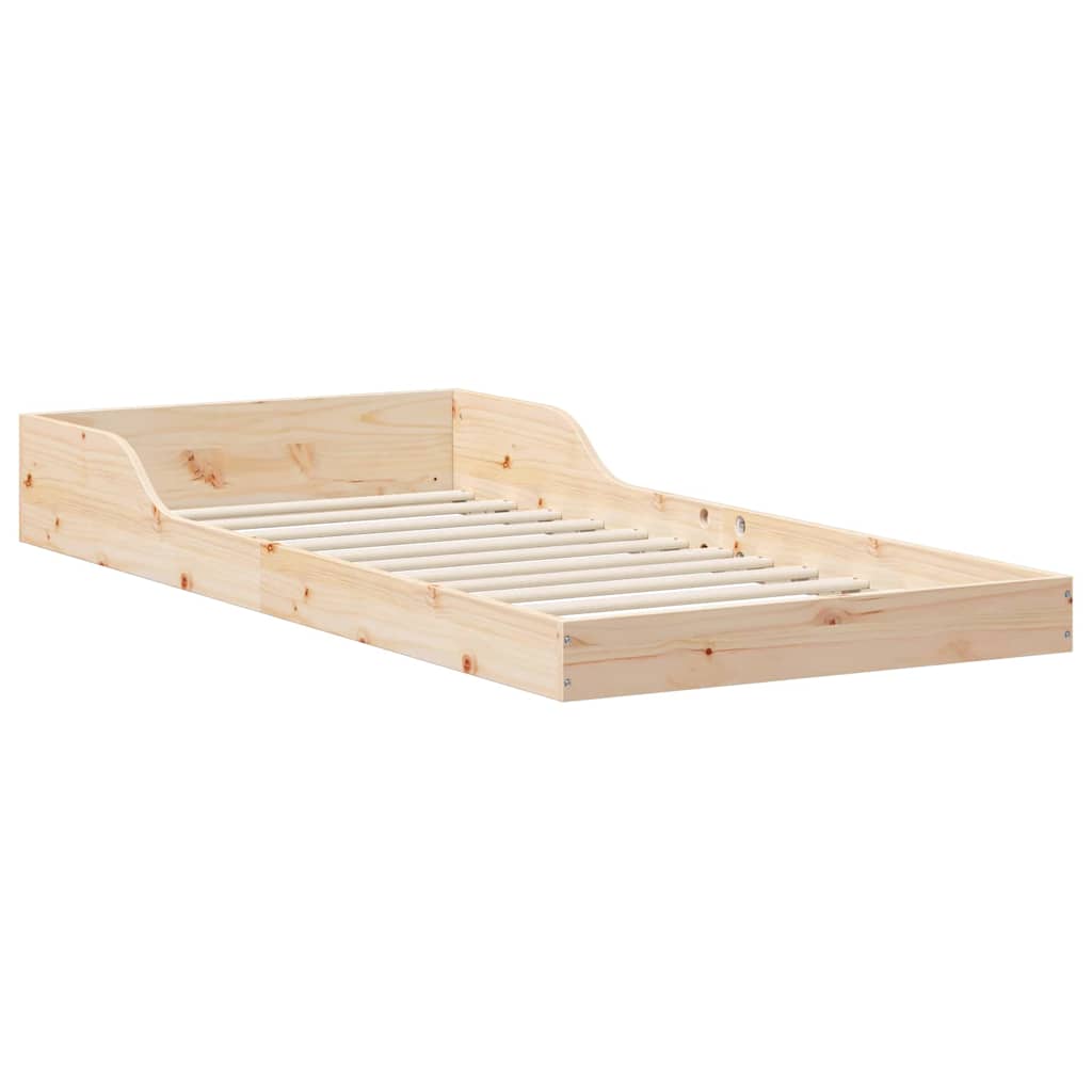 vidaXL Ramka łóżka Naturalny 90 x 220 cm Lite drewno sosnowe