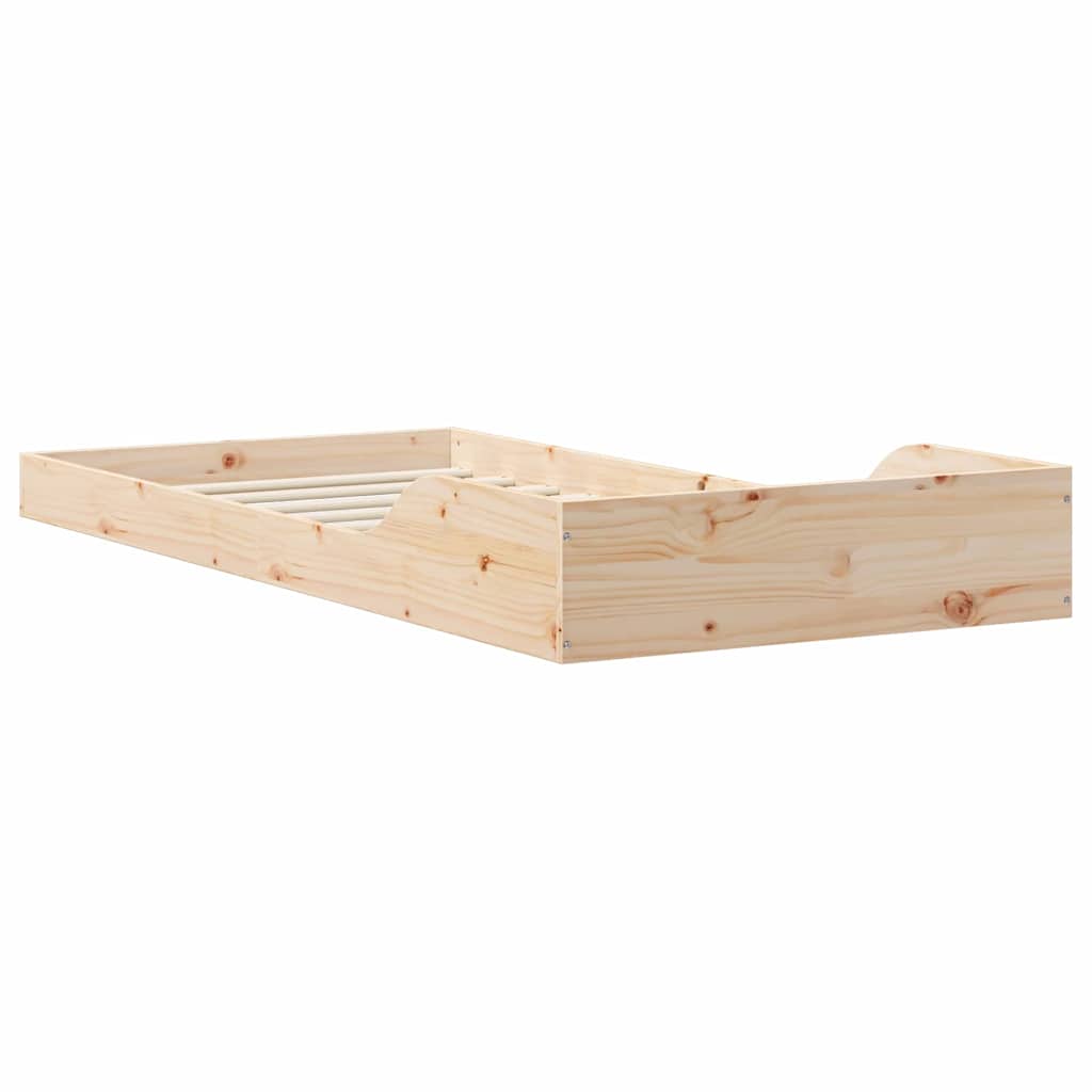 vidaXL Ramka łóżka Naturalny 90 x 220 cm Lite drewno sosnowe