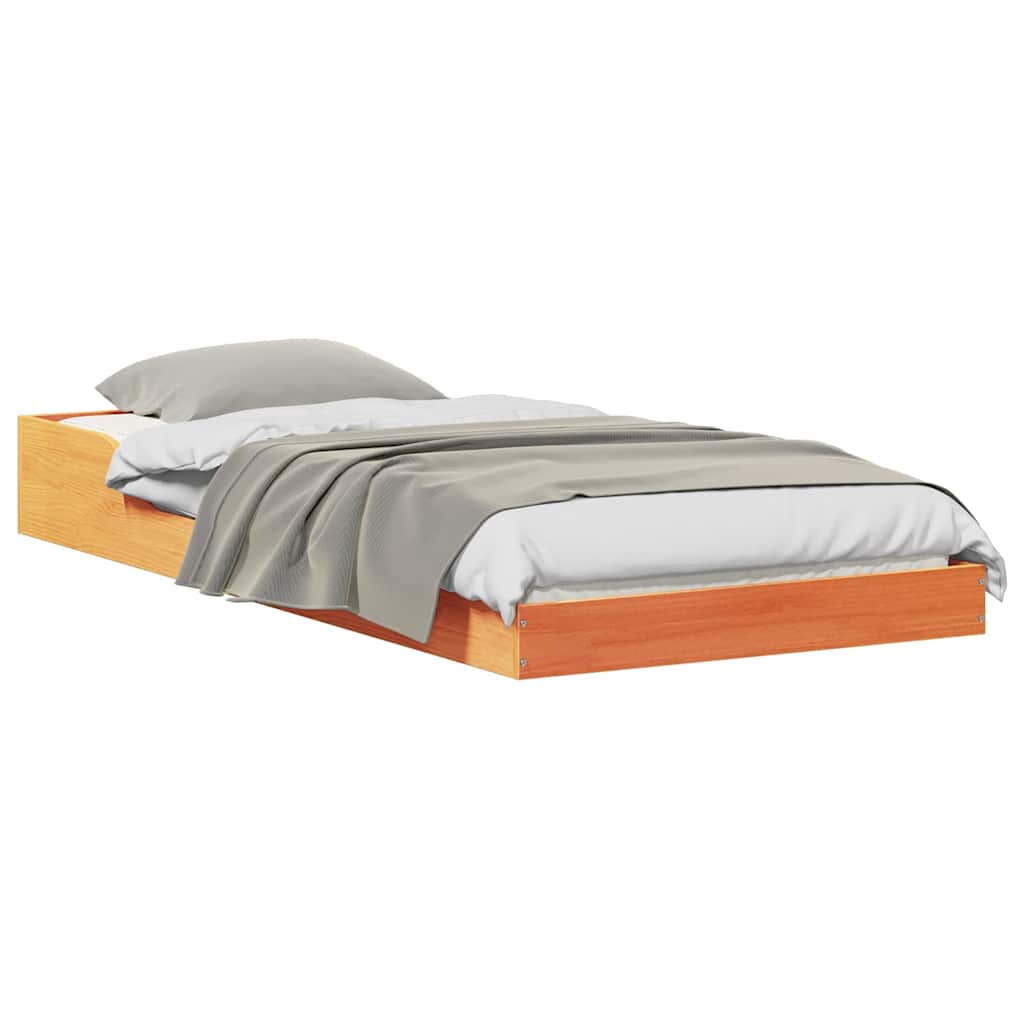 vidaXL Ramka łóżka Woskowy Brąz 90 x 220 cm Lite drewno sosnowe