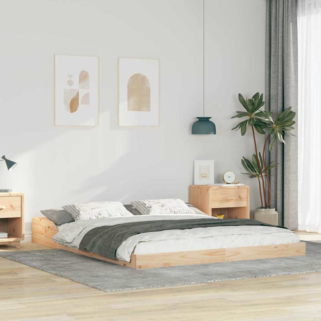 vidaXL Ramka łóżka Brązowy 140 x 220 cm Lite drewno sosnowe