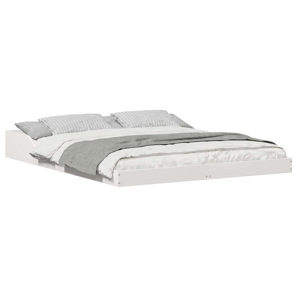 vidaXL Ramka łóżka Biały 160 x 220 cm Lite drewno sosnowe