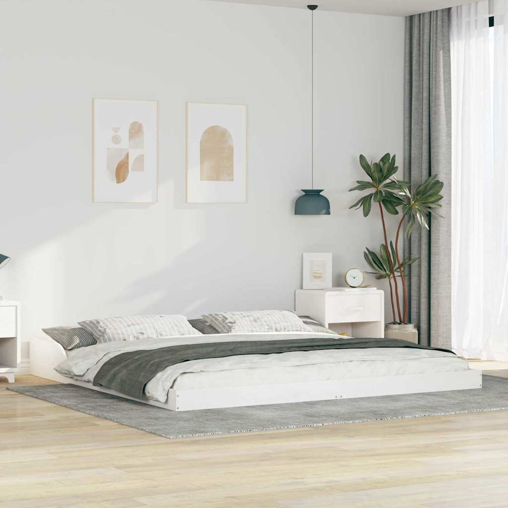 vidaXL Ramka łóżka Biały 200 x 220 cm Lite drewno sosnowe