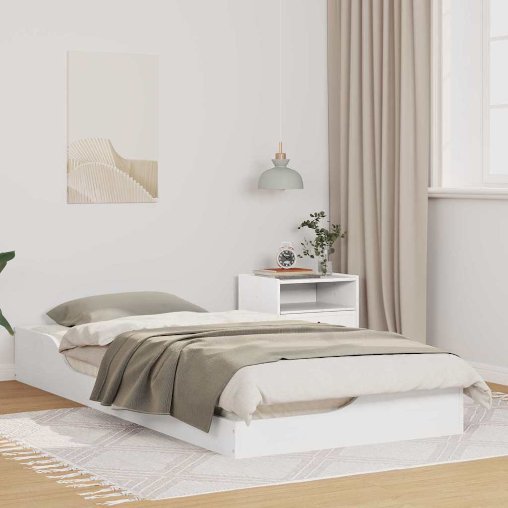 vidaXL Ramka łóżka Biały 100 x 200 cm Lite drewno sosnowe