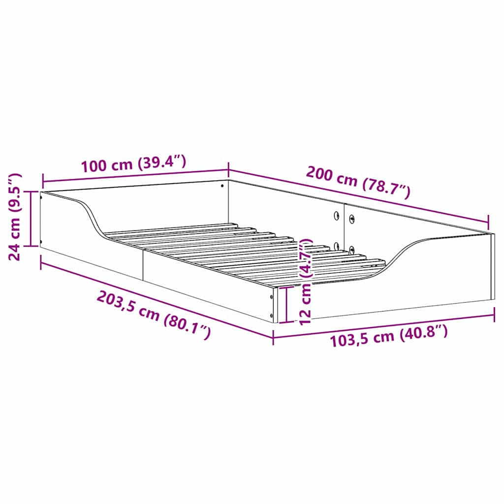 vidaXL Ramka łóżka Woskowy Brąz 100 x 200 cm Lite drewno sosnowe