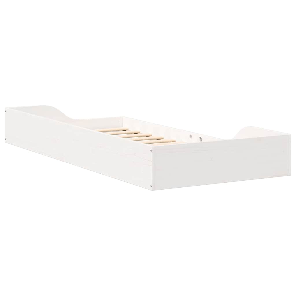vidaXL Ramka łóżka Biały 80 x 200 cm Lite drewno sosnowe