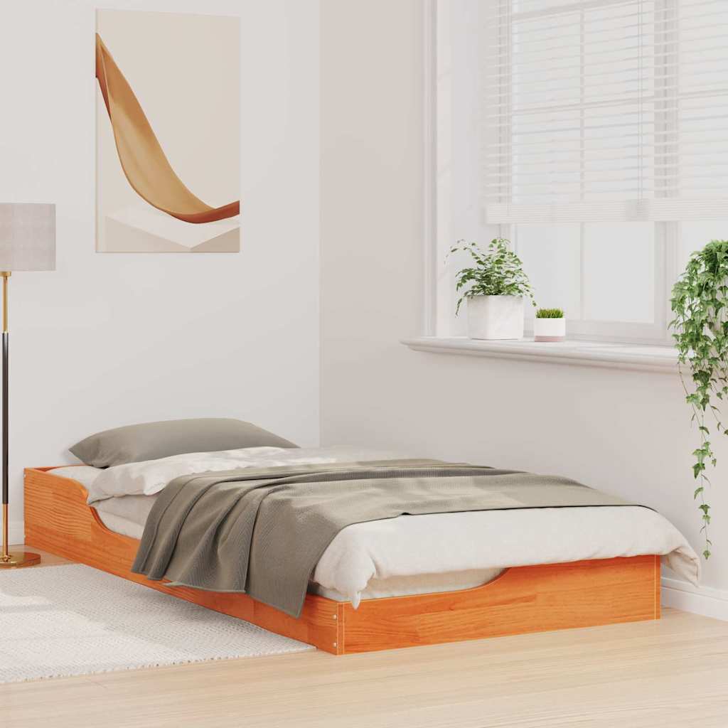 vidaXL Ramka łóżka Woskowy Brąz 80 x 200 cm Lite drewno sosnowe