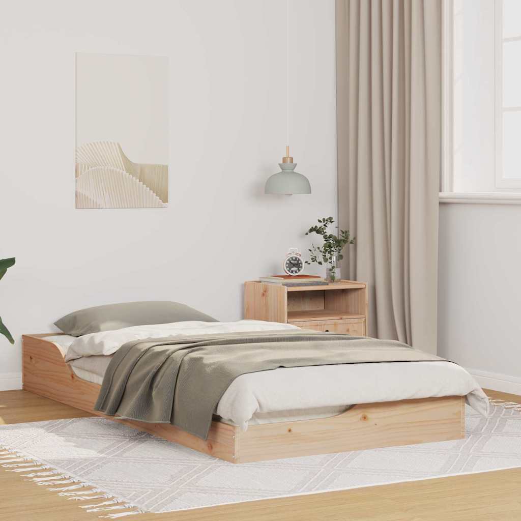 vidaXL Ramka łóżka Brązowy 75 x 190 cm Lite drewno sosnowe