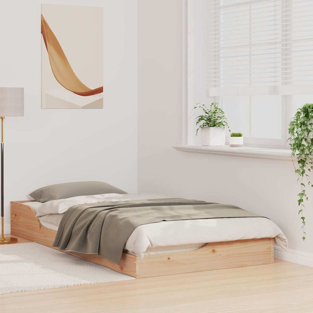 vidaXL Ramka łóżka Brązowy 75 x 190 cm Lite drewno sosnowe