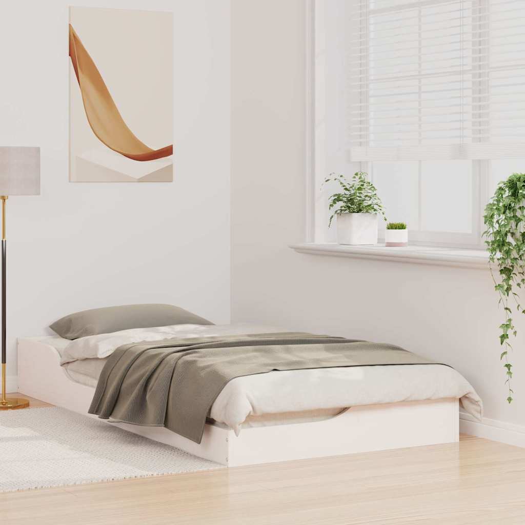 vidaXL Ramka łóżka Biały 75 x 190 cm Lite drewno sosnowe