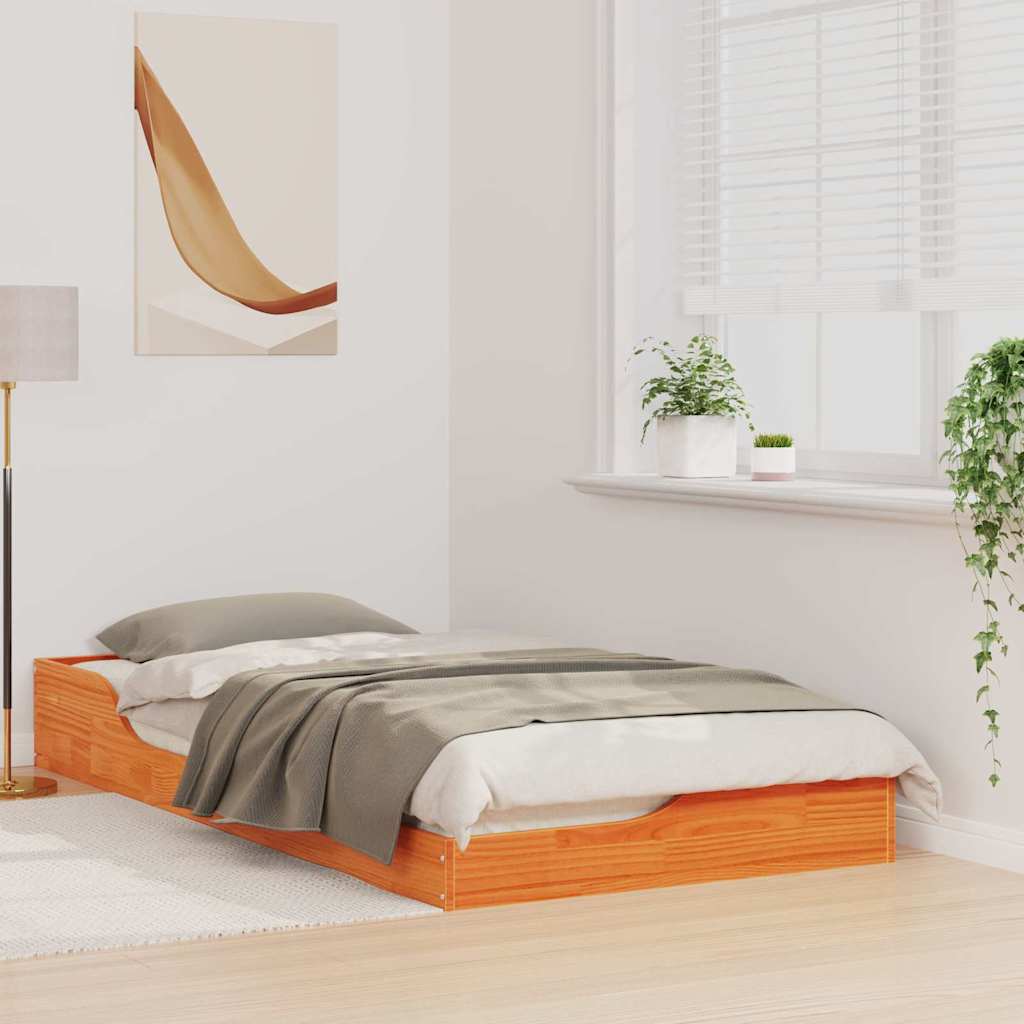 vidaXL Ramka łóżka Woskowy Brąz 75 x 190 cm Lite drewno sosnowe