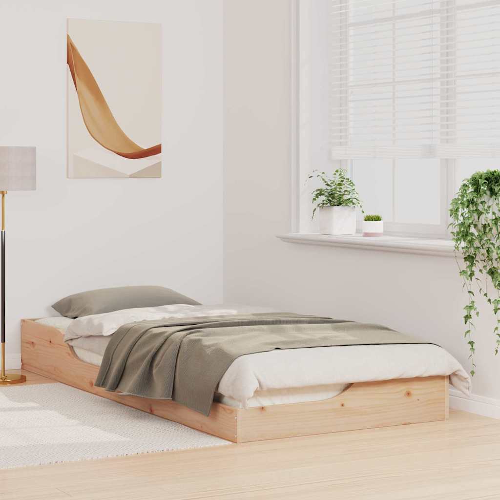 vidaXL Ramka łóżka Brązowy 80 x 210 cm Lite drewno sosnowe