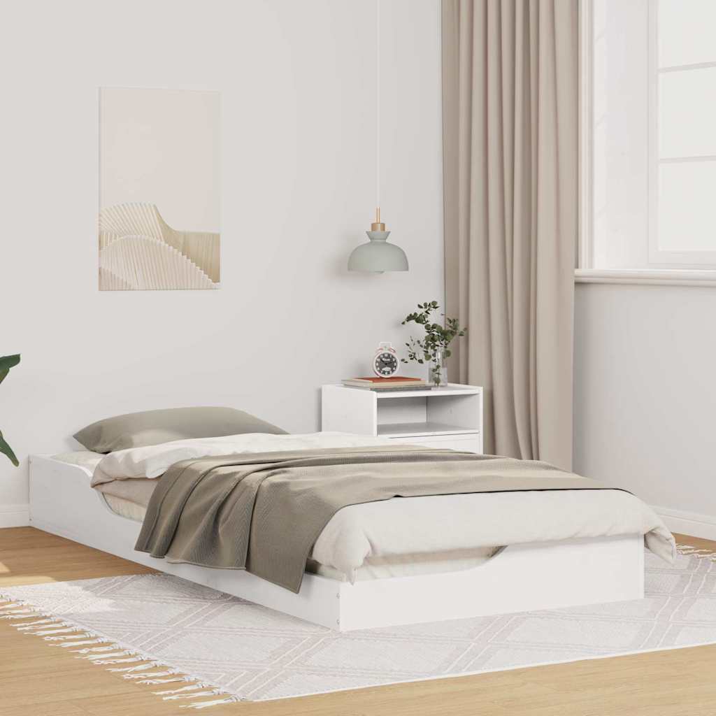 vidaXL Ramka łóżka Biały 90 x 210 cm Lite drewno sosnowe