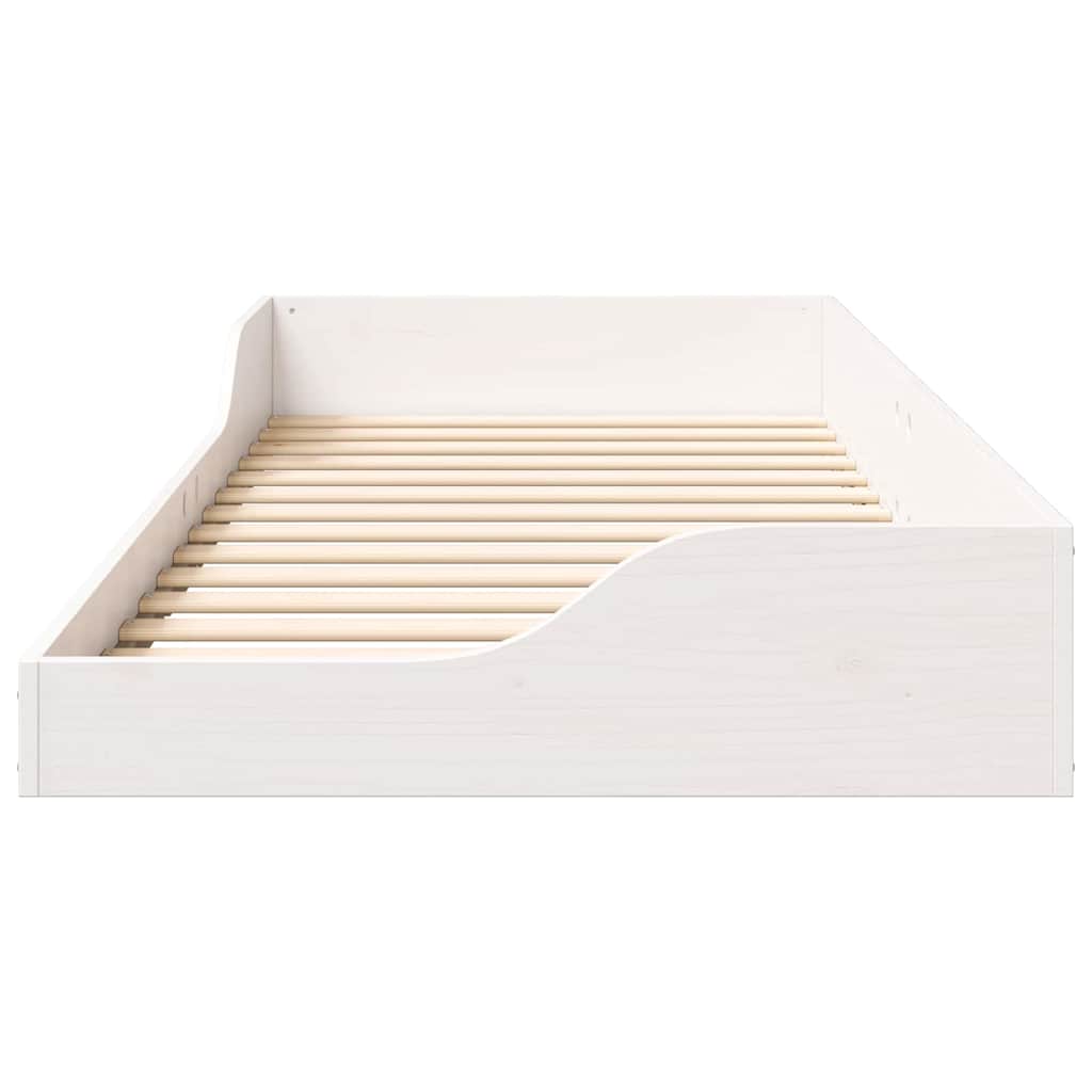 vidaXL Ramka łóżka Biały 90 x 210 cm Lite drewno sosnowe