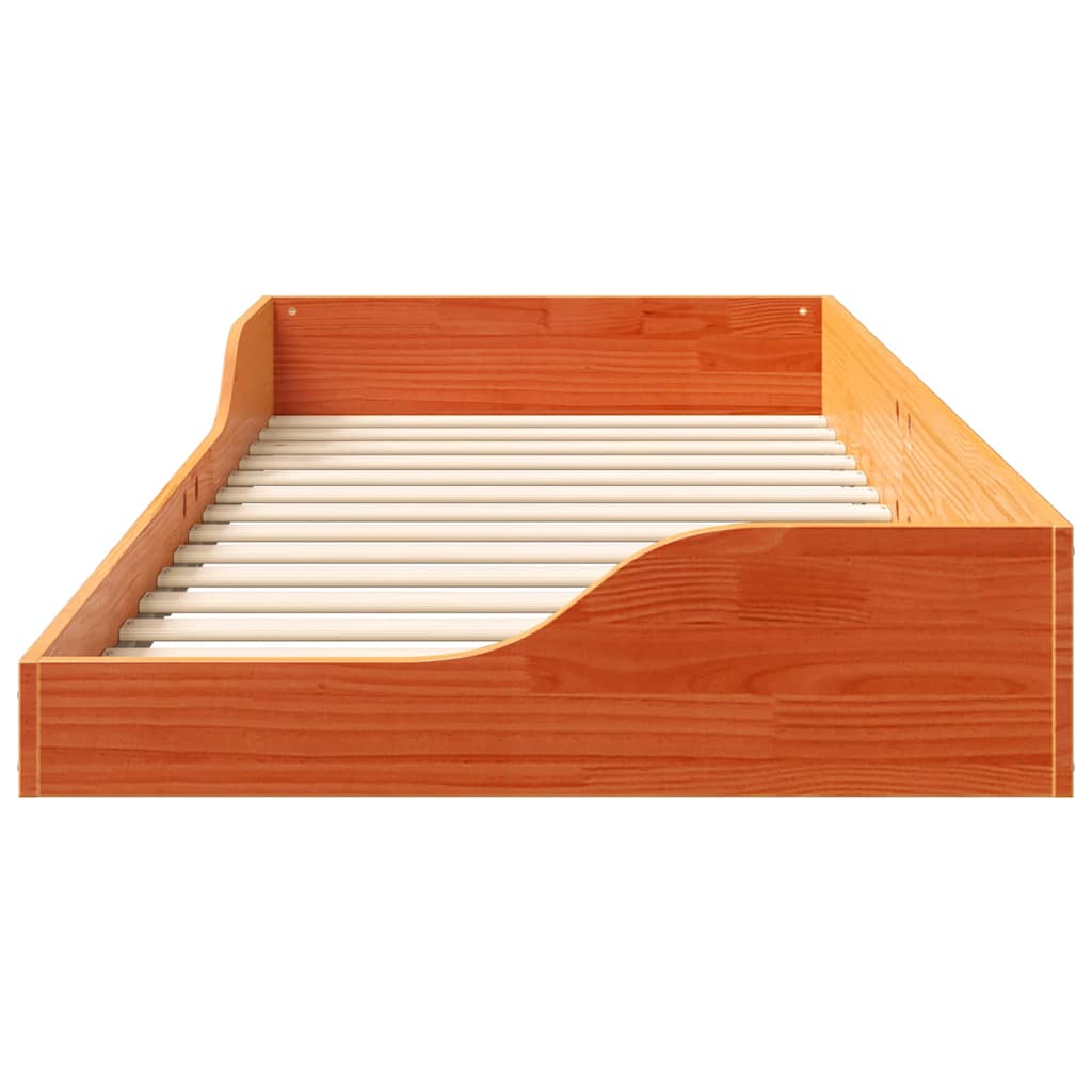 vidaXL Ramka łóżka Woskowy Brąz 90 x 210 cm Lite drewno sosnowe