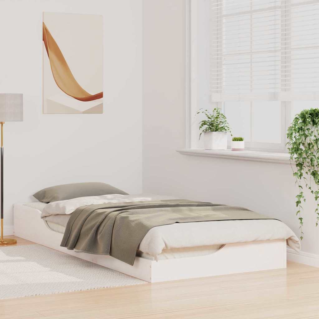 vidaXL Ramka łóżka Biały 100 x 210 cm Lite drewno sosnowe