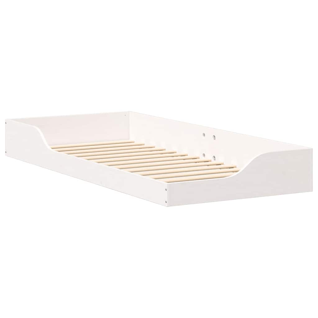 vidaXL Ramka łóżka Biały 100 x 210 cm Lite drewno sosnowe