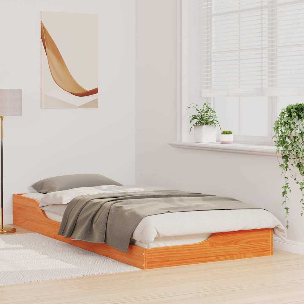 vidaXL Ramka łóżka Woskowy Brąz 100 x 210 cm Lite drewno sosnowe