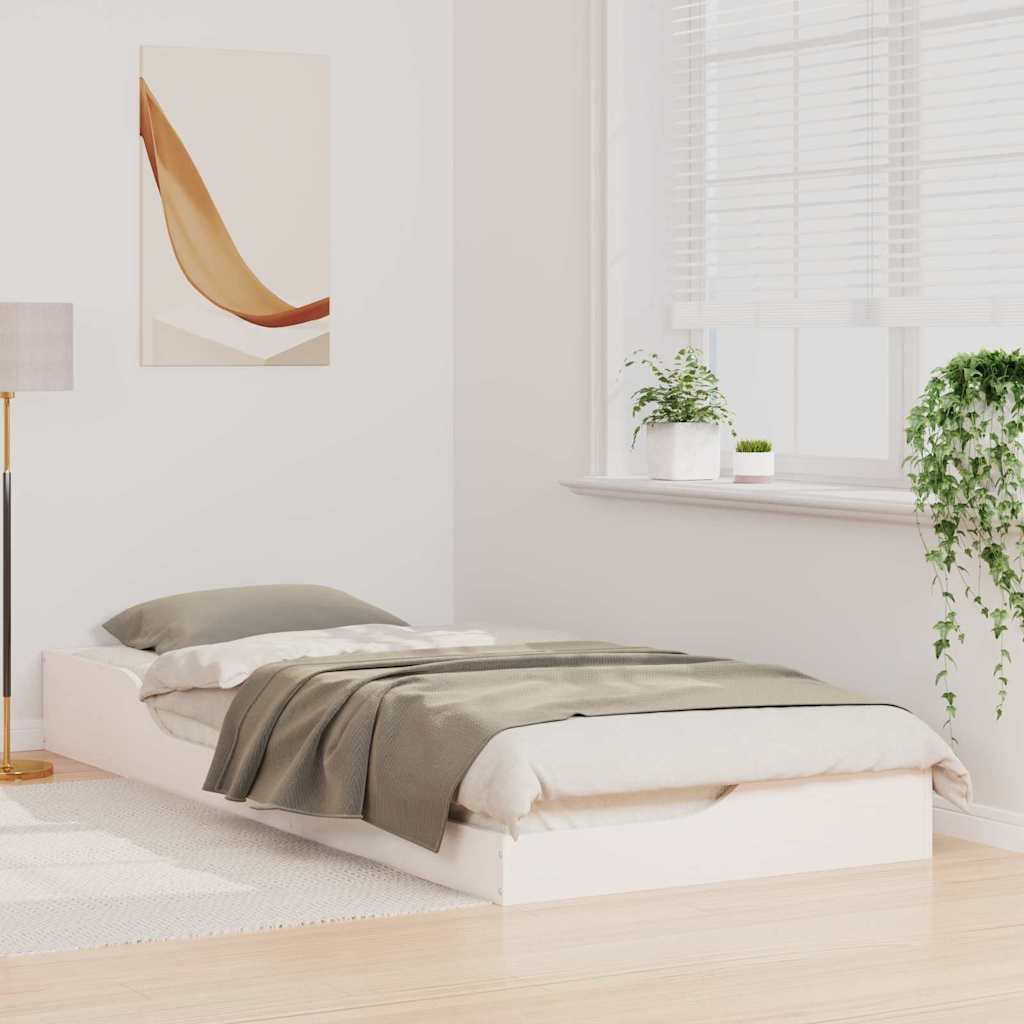 vidaXL Ramka łóżka Biały 80 x 220 cm Lite drewno sosnowe
