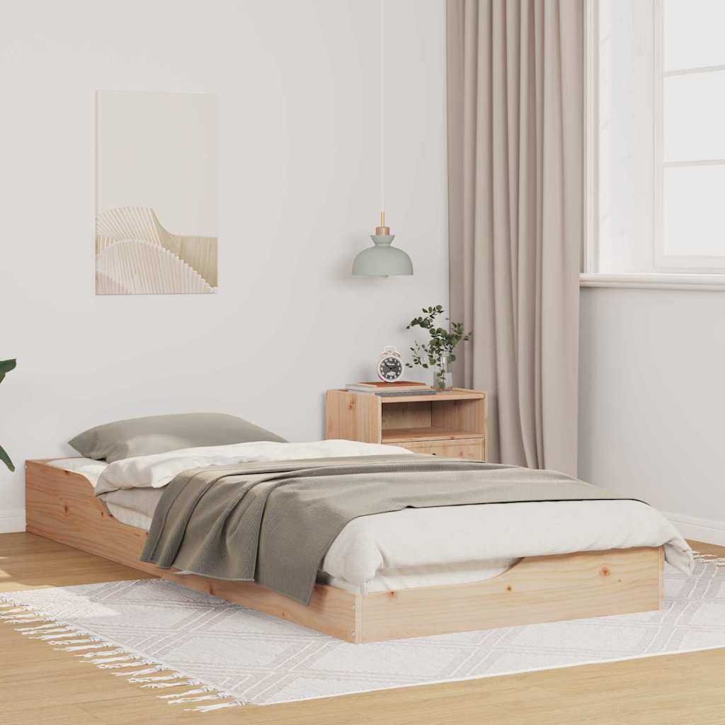 vidaXL Ramka łóżka Brązowy 90 x 220 cm Lite drewno sosnowe