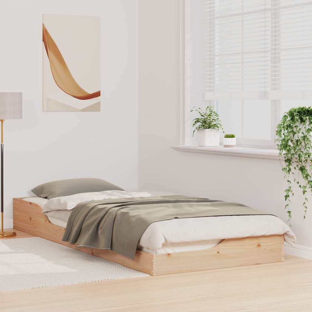vidaXL Ramka łóżka Brązowy 90 x 220 cm Lite drewno sosnowe